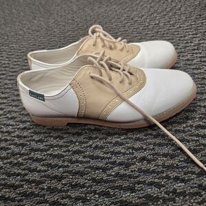 Eastland Sadie Leather Saddle Oxfords - Classic White & Tan - Retro Style 7.5M